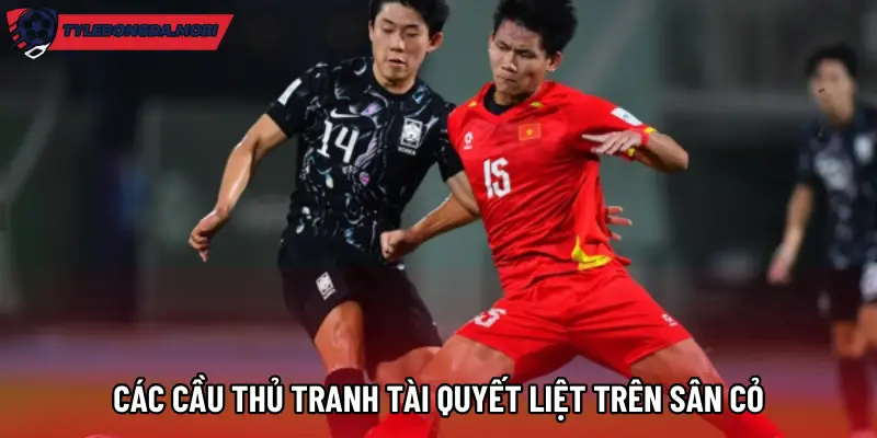 Các cầu thủ tranh tài quyết liệt trên sân cỏ